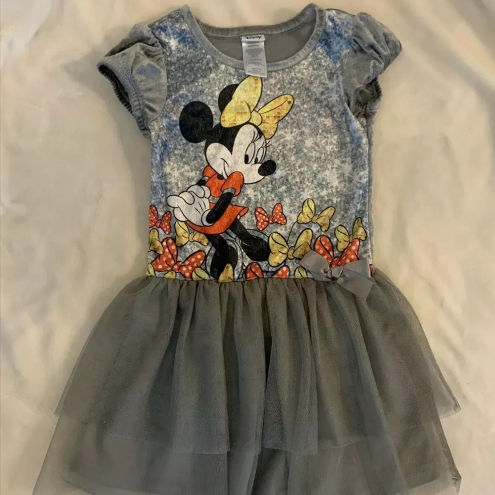 Disney Minnie Mouse Dress 5 Grey velvet/tulle